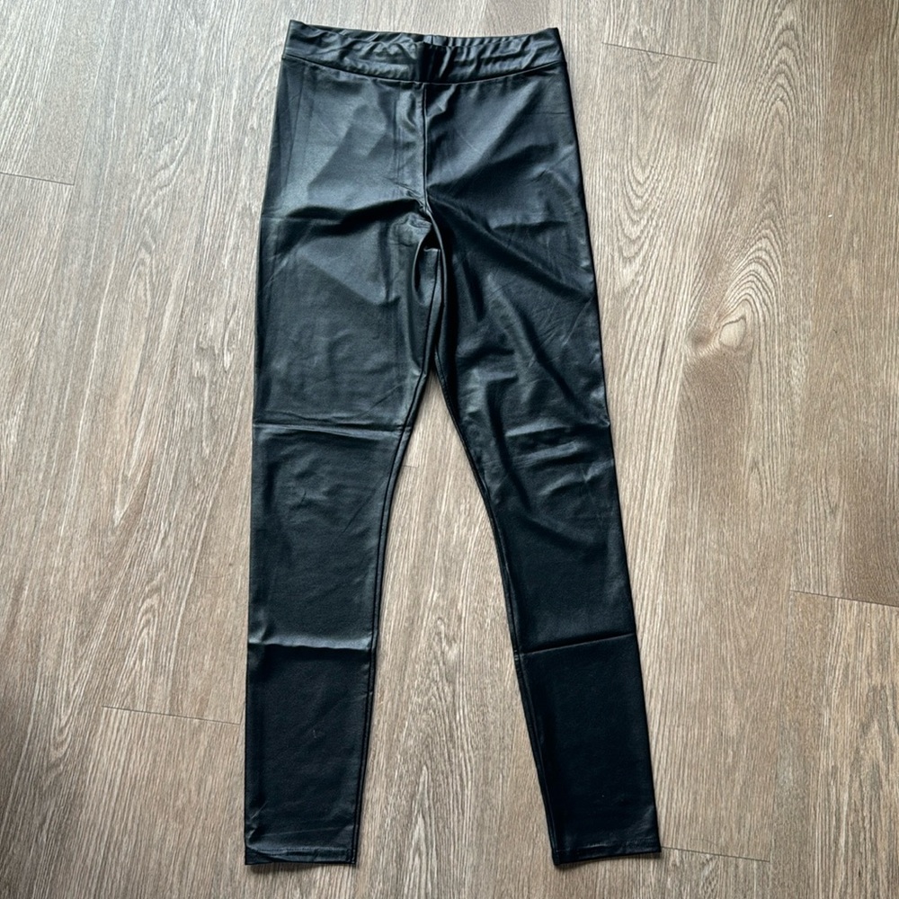 Topshop Black Faux Leather Leggings Stretchy 4